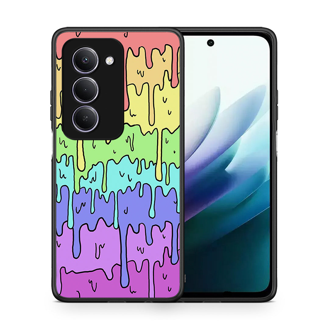 Θήκη Xiaomi Redmi 15 Melting Rainbow από τη Smartfits με σχέδιο στο πίσω μέρος και μαύρο περίβλημα | Xiaomi Redmi 15 Melting Rainbow case with colorful back and black bezels