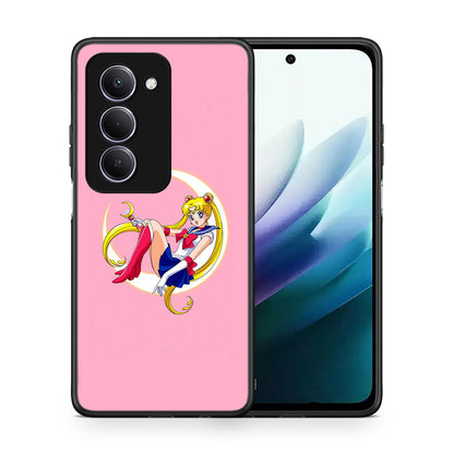 Θήκη Xiaomi Redmi 15 Moon Girl από τη Smartfits με σχέδιο στο πίσω μέρος και μαύρο περίβλημα | Xiaomi Redmi 15 Moon Girl case with colorful back and black bezels