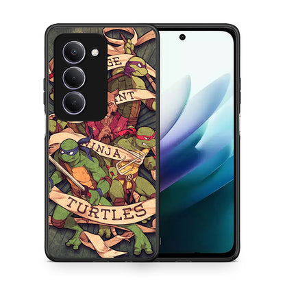 Θήκη Xiaomi Redmi 15 Ninja Turtles από τη Smartfits με σχέδιο στο πίσω μέρος και μαύρο περίβλημα | Xiaomi Redmi 15 Ninja Turtles case with colorful back and black bezels