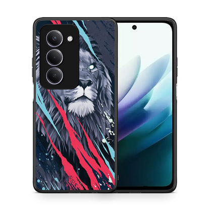 Θήκη Xiaomi Redmi 15 Lion Designer PopArt από τη Smartfits με σχέδιο στο πίσω μέρος και μαύρο περίβλημα | Xiaomi Redmi 15 Lion Designer PopArt case with colorful back and black bezels