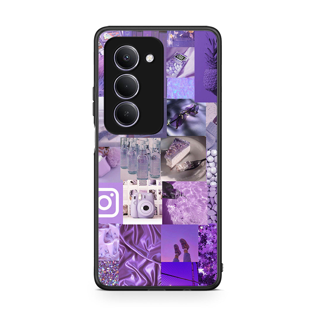 Xiaomi Redmi 15 Purple Aesthetic Collage θήκη από τη Smartfits με σχέδιο στο πίσω μέρος και μαύρο περίβλημα | Smartphone case with colorful back and black bezels by Smartfits