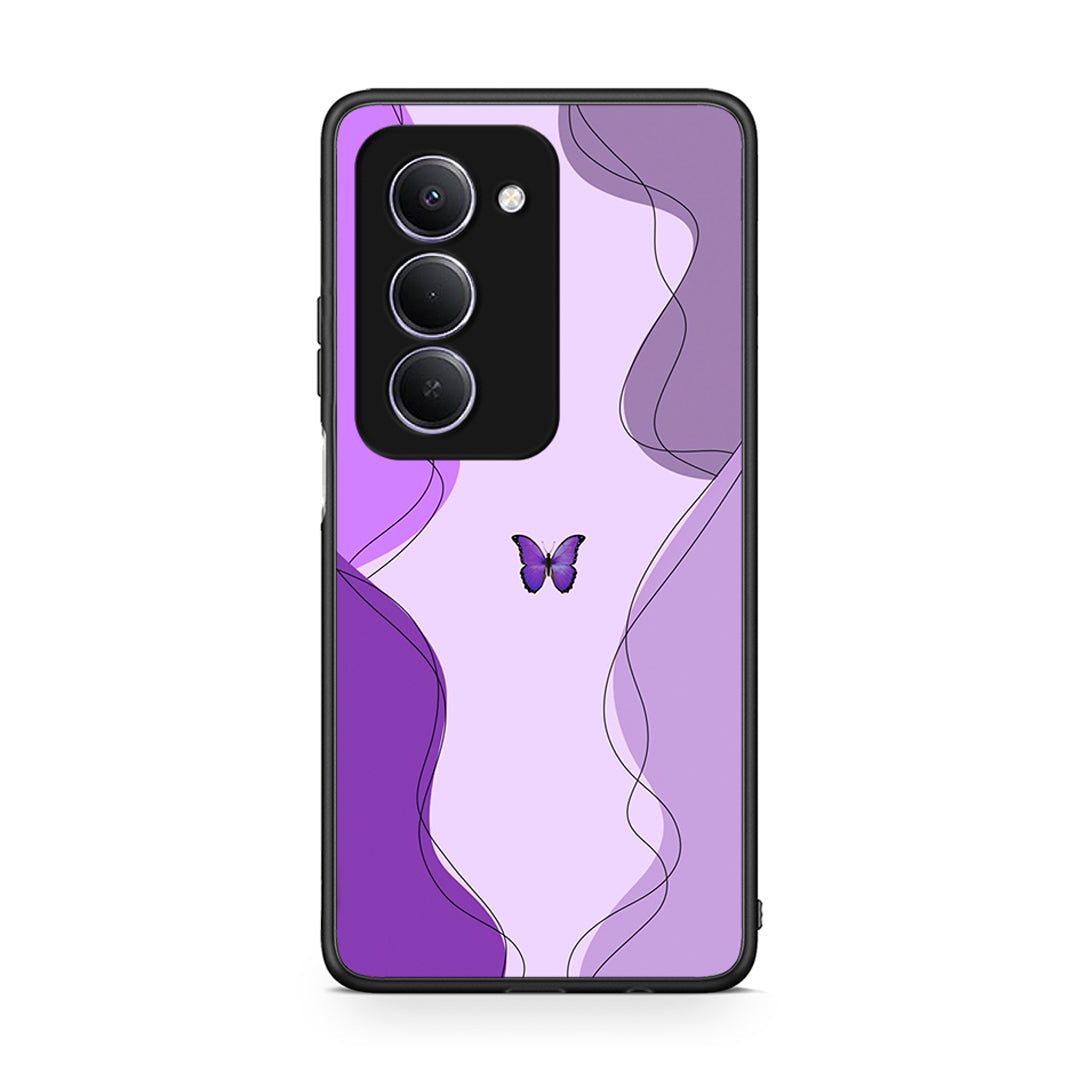 Xiaomi Redmi 15 Purple Mariposa Θήκη Αγίου Βαλεντίνου από τη Smartfits με σχέδιο στο πίσω μέρος και μαύρο περίβλημα | Smartphone case with colorful back and black bezels by Smartfits