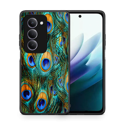 Θήκη Xiaomi Redmi 15 Real Peacock Feathers από τη Smartfits με σχέδιο στο πίσω μέρος και μαύρο περίβλημα | Xiaomi Redmi 15 Real Peacock Feathers case with colorful back and black bezels