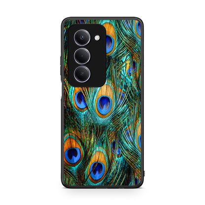 Xiaomi Redmi 15 Real Peacock Feathers θήκη από τη Smartfits με σχέδιο στο πίσω μέρος και μαύρο περίβλημα | Smartphone case with colorful back and black bezels by Smartfits