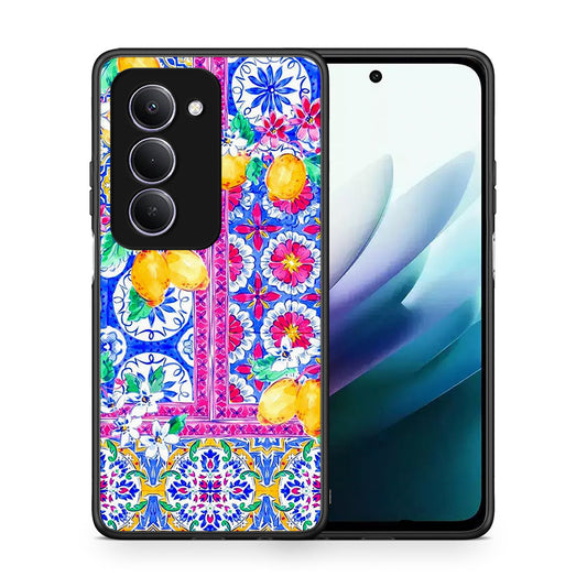 Θήκη Xiaomi Redmi 15 Retro Spring από τη Smartfits με σχέδιο στο πίσω μέρος και μαύρο περίβλημα | Xiaomi Redmi 15 Retro Spring case with colorful back and black bezels