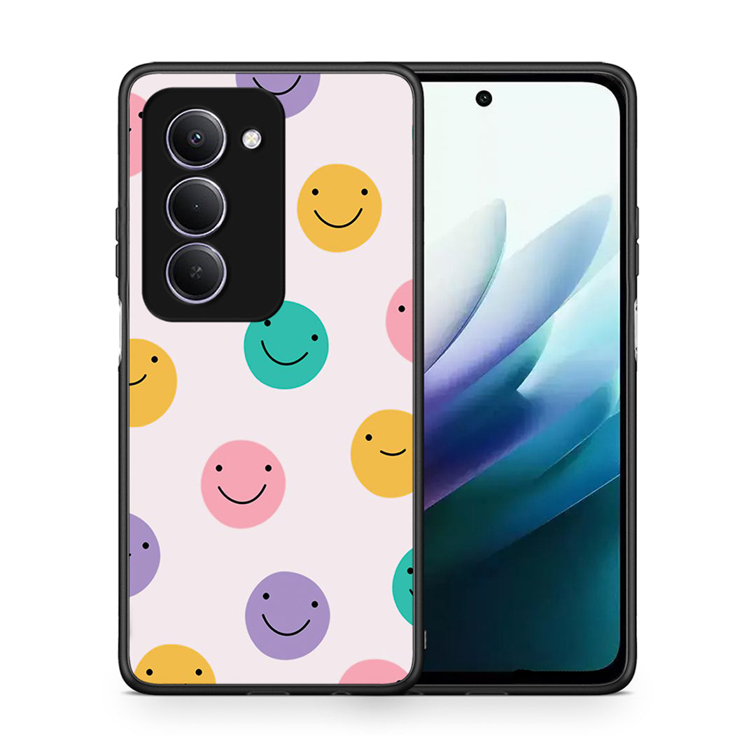 Θήκη Xiaomi Redmi 15 Smiley Faces από τη Smartfits με σχέδιο στο πίσω μέρος και μαύρο περίβλημα | Xiaomi Redmi 15 Smiley Faces case with colorful back and black bezels
