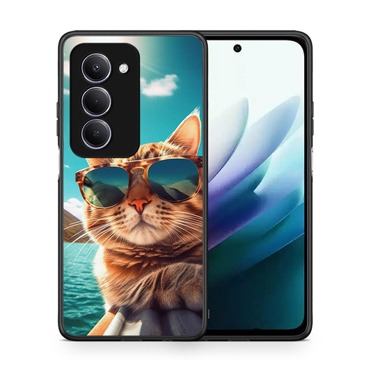 Θήκη Xiaomi Redmi 15 Summer Cat από τη Smartfits με σχέδιο στο πίσω μέρος και μαύρο περίβλημα | Xiaomi Redmi 15 Summer Cat case with colorful back and black bezels