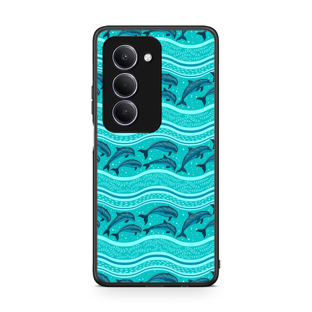Xiaomi Redmi 15 Swimming Dolphins θήκη από τη Smartfits με σχέδιο στο πίσω μέρος και μαύρο περίβλημα | Smartphone case with colorful back and black bezels by Smartfits