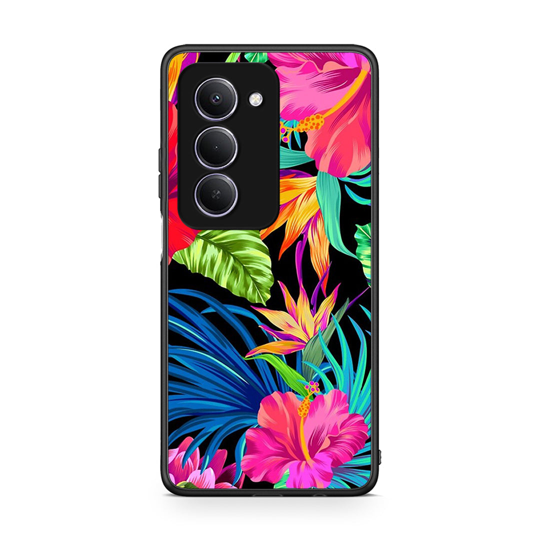 Xiaomi Redmi 15 Tropical Flowers θήκη από τη Smartfits με σχέδιο στο πίσω μέρος και μαύρο περίβλημα | Smartphone case with colorful back and black bezels by Smartfits