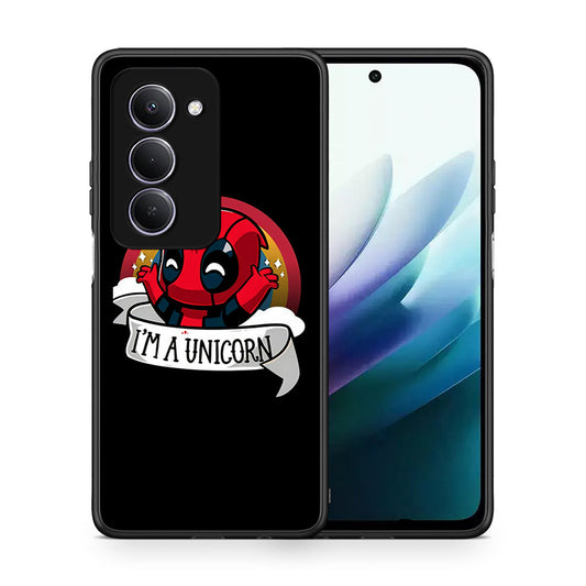 Θήκη Xiaomi Redmi 15 Unicorn Deadpool από τη Smartfits με σχέδιο στο πίσω μέρος και μαύρο περίβλημα | Xiaomi Redmi 15 Unicorn Deadpool case with colorful back and black bezels