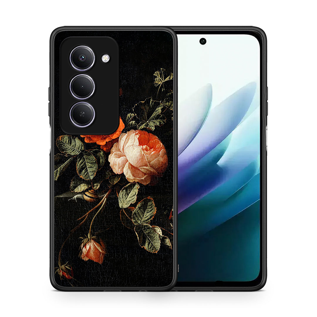 Θήκη Xiaomi Redmi 15 Vintage Roses από τη Smartfits με σχέδιο στο πίσω μέρος και μαύρο περίβλημα | Xiaomi Redmi 15 Vintage Roses case with colorful back and black bezels