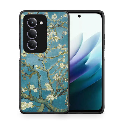 Θήκη Xiaomi Redmi 15 White Blossoms από τη Smartfits με σχέδιο στο πίσω μέρος και μαύρο περίβλημα | Xiaomi Redmi 15 White Blossoms case with colorful back and black bezels