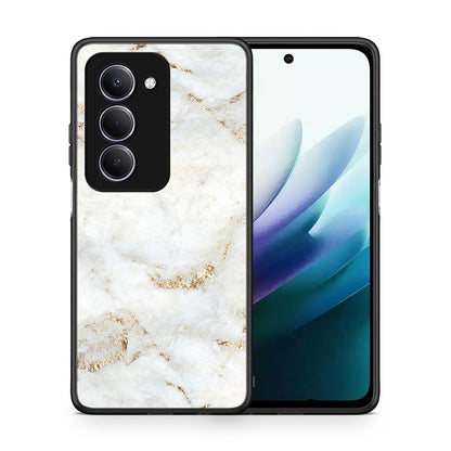 Θήκη Xiaomi Redmi 15 White Gold Marble από τη Smartfits με σχέδιο στο πίσω μέρος και μαύρο περίβλημα | Xiaomi Redmi 15 White Gold Marble case with colorful back and black bezels
