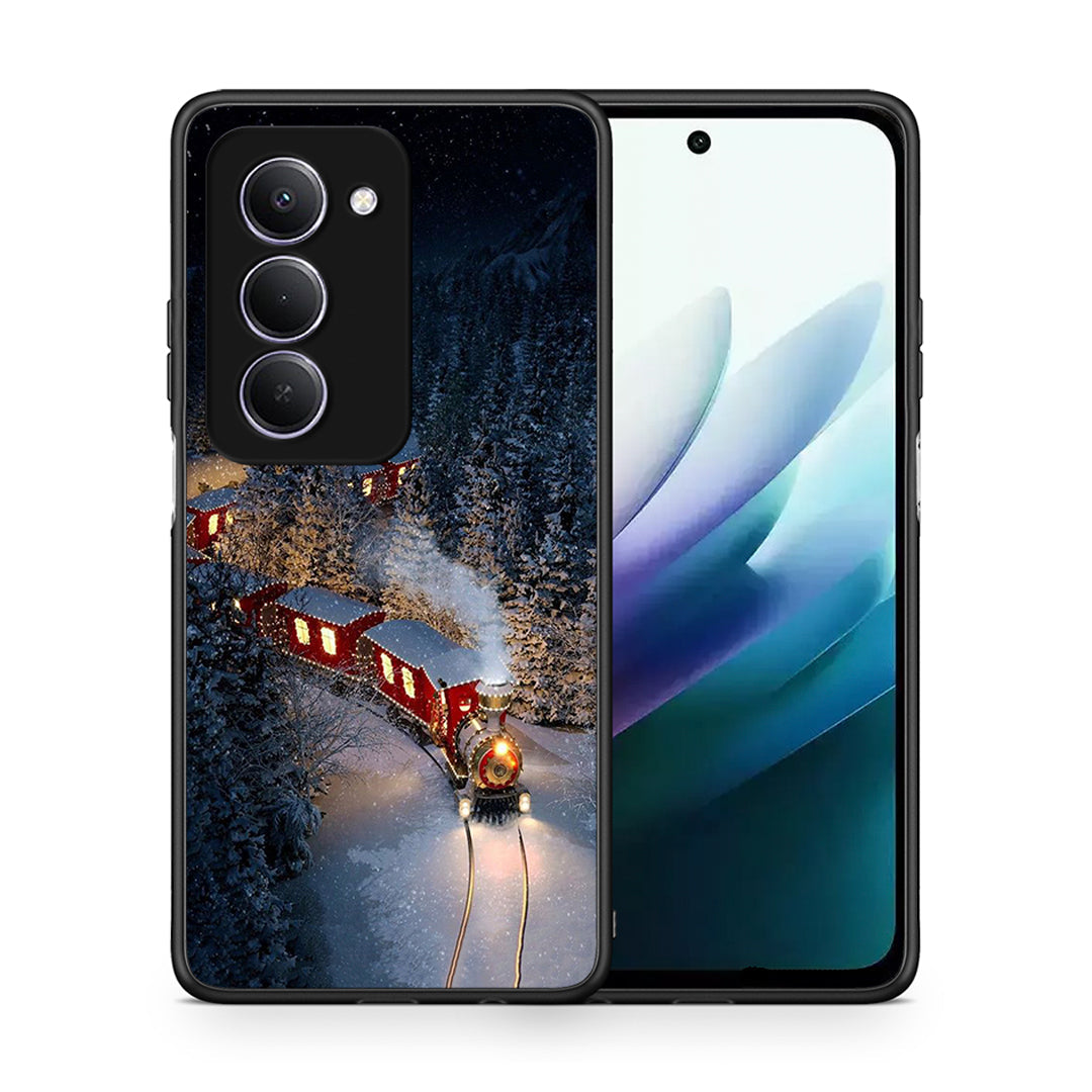 Θήκη Xiaomi Redmi 15 Xmas Train από τη Smartfits με σχέδιο στο πίσω μέρος και μαύρο περίβλημα | Xiaomi Redmi 15 Xmas Train case with colorful back and black bezels