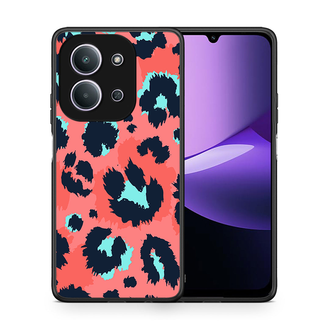 Θήκη Xiaomi Redmi 15C Pink Leopard Animal από τη Smartfits με σχέδιο στο πίσω μέρος και μαύρο περίβλημα | Xiaomi Redmi 15C Pink Leopard Animal case with colorful back and black bezels