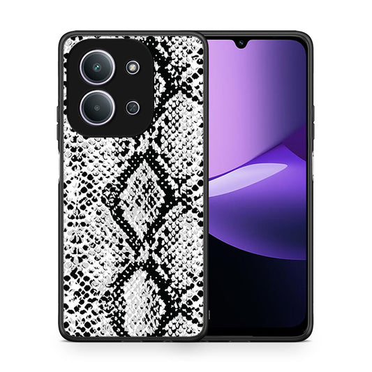 Θήκη Xiaomi Redmi 15C White Snake Animal από τη Smartfits με σχέδιο στο πίσω μέρος και μαύρο περίβλημα | Xiaomi Redmi 15C White Snake Animal case with colorful back and black bezels