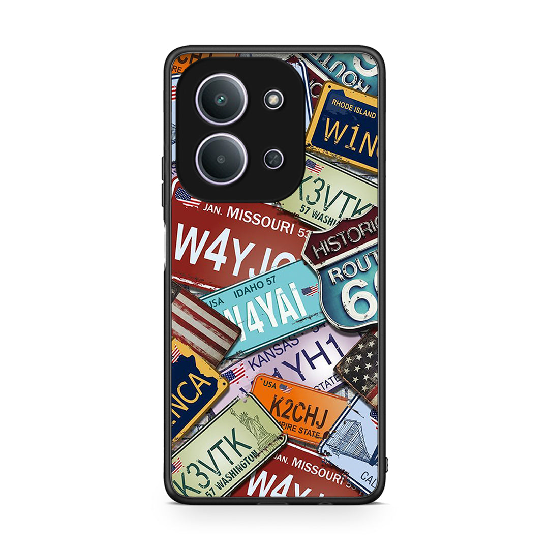 Xiaomi Redmi 15C Car Plates θήκη από τη Smartfits με σχέδιο στο πίσω μέρος και μαύρο περίβλημα | Smartphone case with colorful back and black bezels by Smartfits