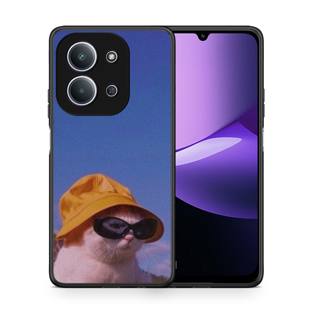 Θήκη Xiaomi Redmi 15C Cat Diva από τη Smartfits με σχέδιο στο πίσω μέρος και μαύρο περίβλημα | Xiaomi Redmi 15C Cat Diva case with colorful back and black bezels
