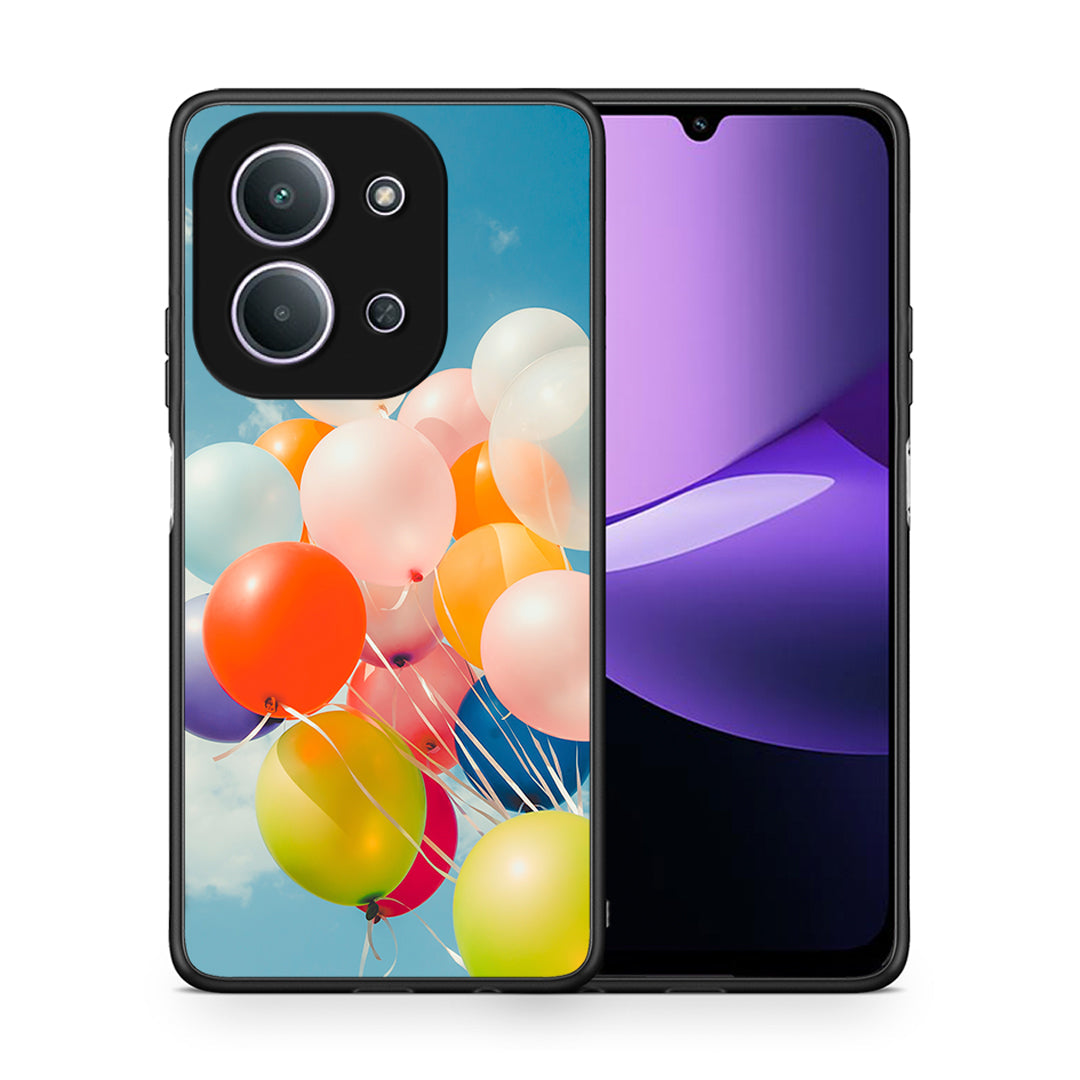 Θήκη Xiaomi Redmi 15C Colorful Balloons από τη Smartfits με σχέδιο στο πίσω μέρος και μαύρο περίβλημα | Xiaomi Redmi 15C Colorful Balloons case with colorful back and black bezels