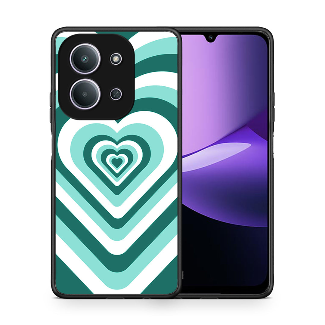 Θήκη Xiaomi Redmi 15C Green Hearts από τη Smartfits με σχέδιο στο πίσω μέρος και μαύρο περίβλημα | Xiaomi Redmi 15C Green Hearts case with colorful back and black bezels