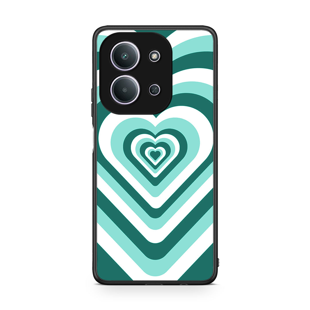 Xiaomi Redmi 15C Green Hearts θήκη από τη Smartfits με σχέδιο στο πίσω μέρος και μαύρο περίβλημα | Smartphone case with colorful back and black bezels by Smartfits