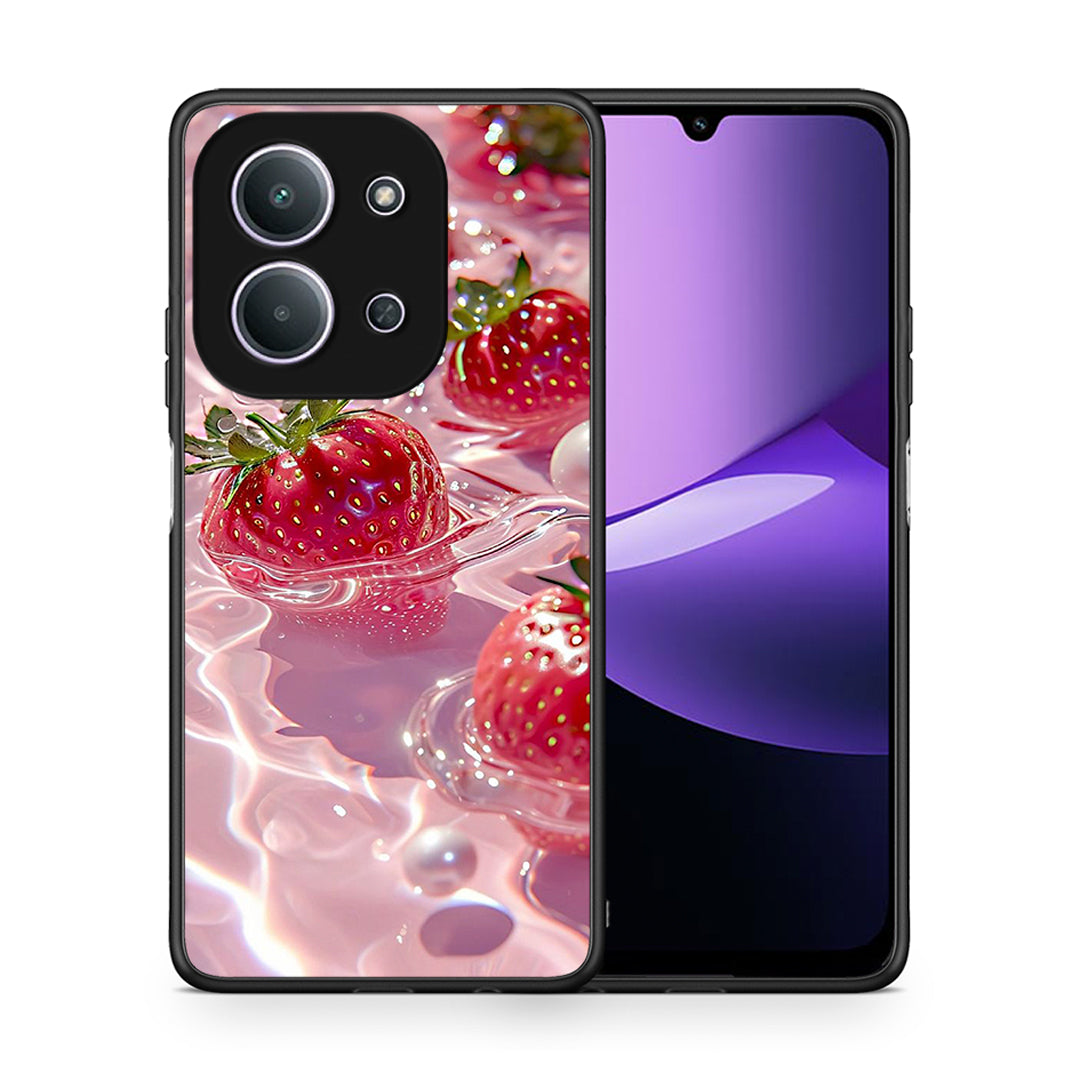 Θήκη Xiaomi Redmi 15C Juicy Strawberries από τη Smartfits με σχέδιο στο πίσω μέρος και μαύρο περίβλημα | Xiaomi Redmi 15C Juicy Strawberries case with colorful back and black bezels