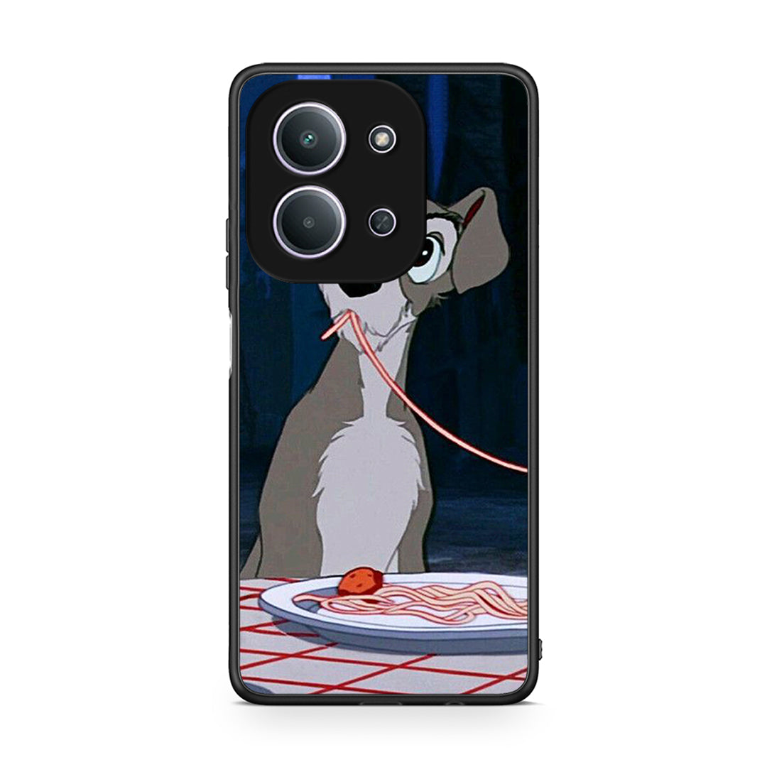 Xiaomi Redmi 15C Lady And Tramp 1 Θήκη Αγίου Βαλεντίνου από τη Smartfits με σχέδιο στο πίσω μέρος και μαύρο περίβλημα | Smartphone case with colorful back and black bezels by Smartfits