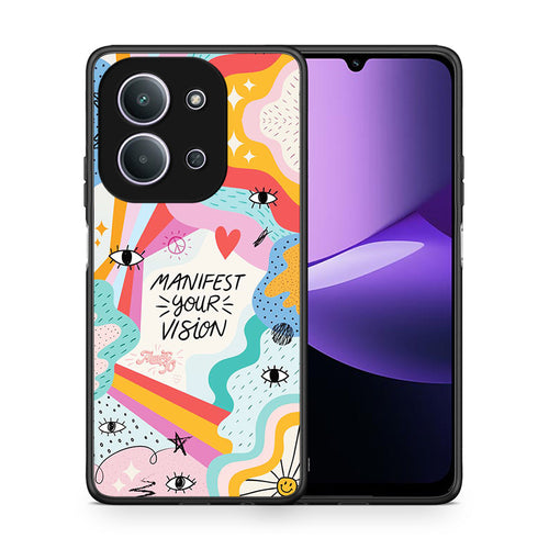 Θήκη Xiaomi Redmi 15C Manifest Your Vision από τη Smartfits με σχέδιο στο πίσω μέρος και μαύρο περίβλημα | Xiaomi Redmi 15C Manifest Your Vision case with colorful back and black bezels