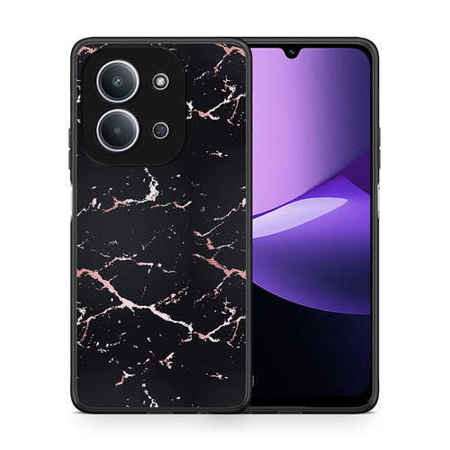 Θήκη Xiaomi Redmi 15C Black Rosegold Marble από τη Smartfits με σχέδιο στο πίσω μέρος και μαύρο περίβλημα | Xiaomi Redmi 15C Black Rosegold Marble case with colorful back and black bezels