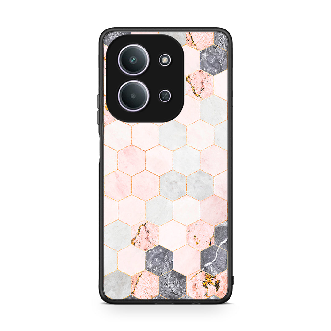 4 - Xiaomi Redmi 15C Hexagon Pink Marble case, cover, bumper