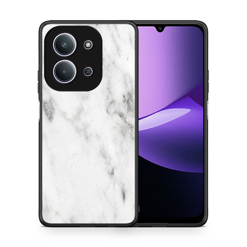 Θήκη Xiaomi Redmi 15C White Marble από τη Smartfits με σχέδιο στο πίσω μέρος και μαύρο περίβλημα | Xiaomi Redmi 15C White Marble case with colorful back and black bezels