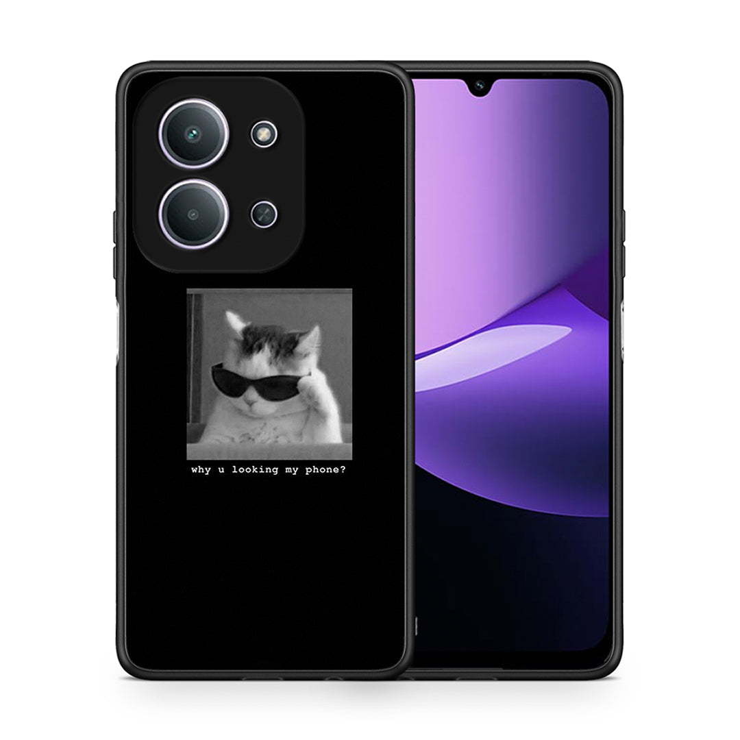 Θήκη Xiaomi Redmi 15C Meme Cat από τη Smartfits με σχέδιο στο πίσω μέρος και μαύρο περίβλημα | Xiaomi Redmi 15C Meme Cat case with colorful back and black bezels