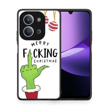 Θήκη Xiaomi Redmi 15C Merry F Xmas από τη Smartfits με σχέδιο στο πίσω μέρος και μαύρο περίβλημα | Xiaomi Redmi 15C Merry F Xmas case with colorful back and black bezels