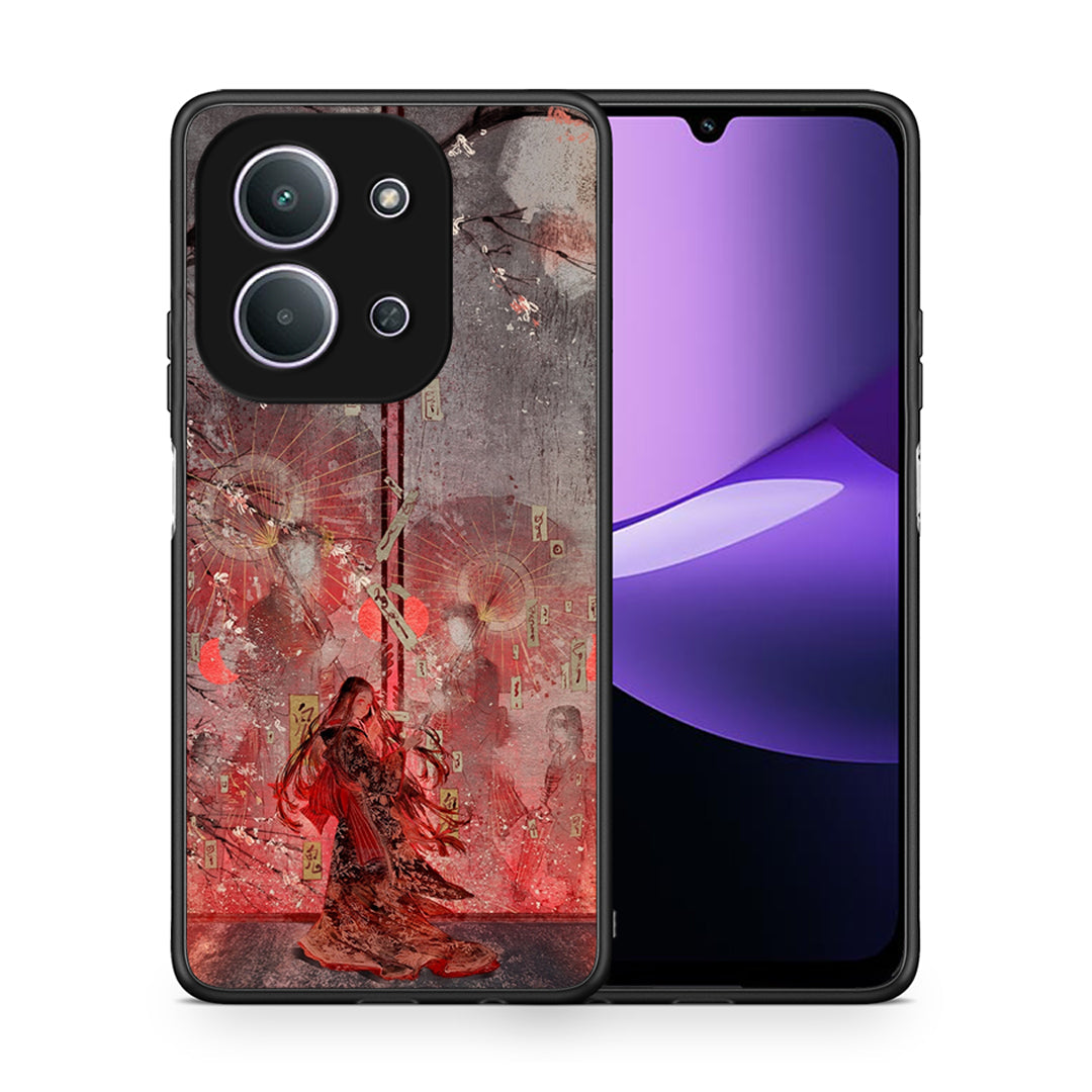 Θήκη Xiaomi Redmi 15C Nezuko Kamado από τη Smartfits με σχέδιο στο πίσω μέρος και μαύρο περίβλημα | Xiaomi Redmi 15C Nezuko Kamado case with colorful back and black bezels