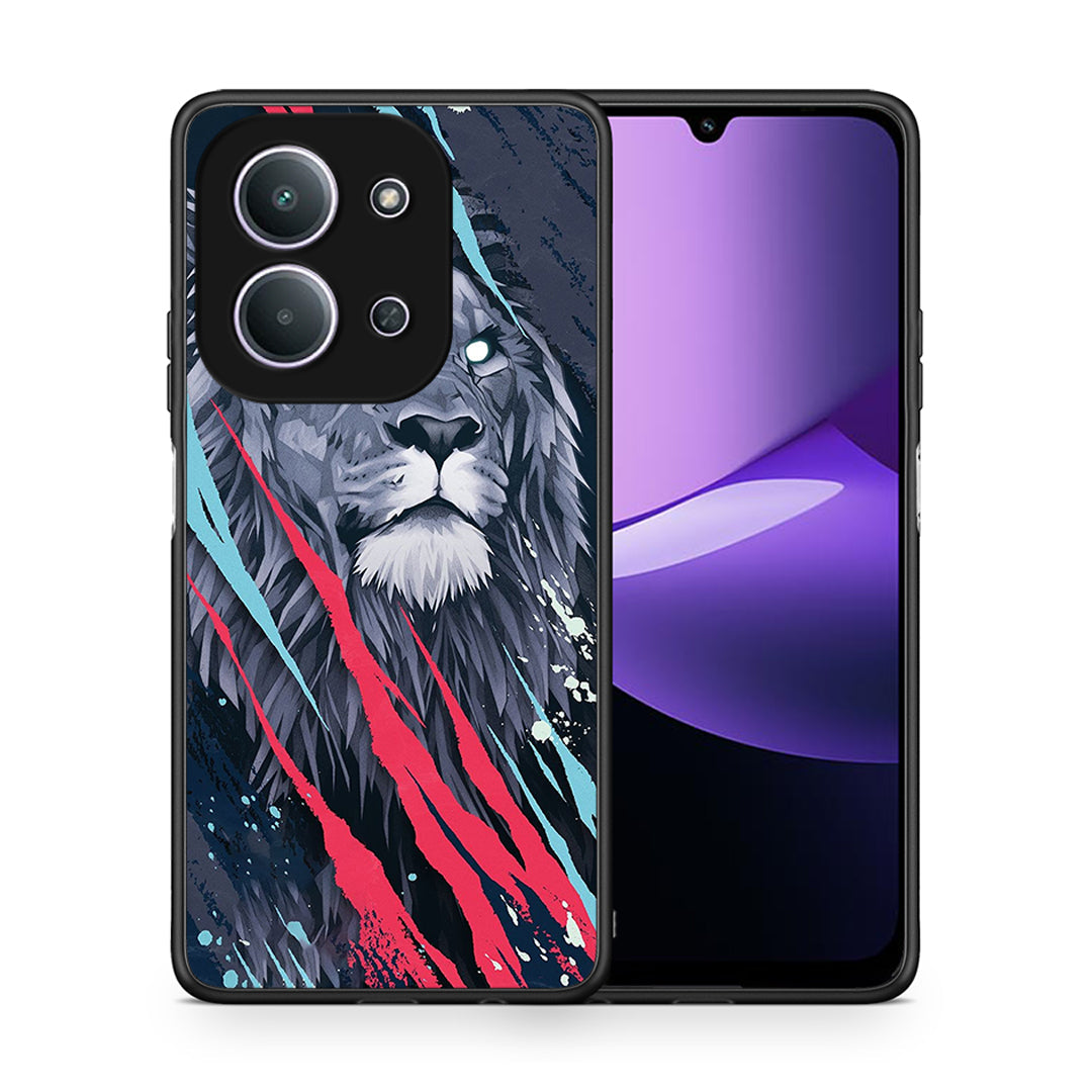 Θήκη Xiaomi Redmi 15C Lion Designer PopArt από τη Smartfits με σχέδιο στο πίσω μέρος και μαύρο περίβλημα | Xiaomi Redmi 15C Lion Designer PopArt case with colorful back and black bezels