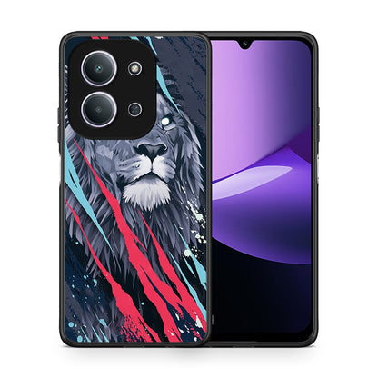 Θήκη Xiaomi Redmi 15C Lion Designer PopArt από τη Smartfits με σχέδιο στο πίσω μέρος και μαύρο περίβλημα | Xiaomi Redmi 15C Lion Designer PopArt case with colorful back and black bezels