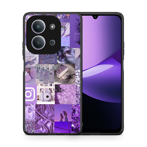Θήκη Xiaomi Redmi 15C Purple Aesthetic Collage από τη Smartfits με σχέδιο στο πίσω μέρος και μαύρο περίβλημα | Xiaomi Redmi 15C Purple Aesthetic Collage case with colorful back and black bezels