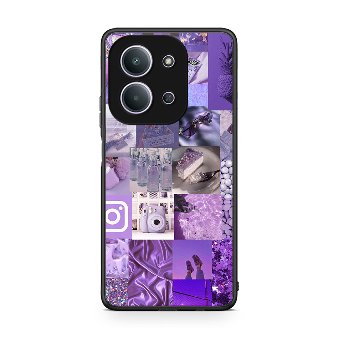 Xiaomi Redmi 15C Purple Aesthetic Collage θήκη από τη Smartfits με σχέδιο στο πίσω μέρος και μαύρο περίβλημα | Smartphone case with colorful back and black bezels by Smartfits