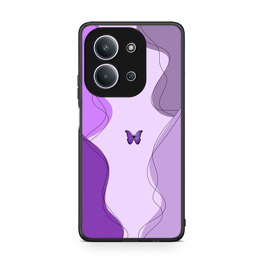 Xiaomi Redmi 15C Purple Mariposa Θήκη Αγίου Βαλεντίνου από τη Smartfits με σχέδιο στο πίσω μέρος και μαύρο περίβλημα | Smartphone case with colorful back and black bezels by Smartfits