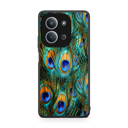 Xiaomi Redmi 15C Real Peacock Feathers θήκη από τη Smartfits με σχέδιο στο πίσω μέρος και μαύρο περίβλημα | Smartphone case with colorful back and black bezels by Smartfits