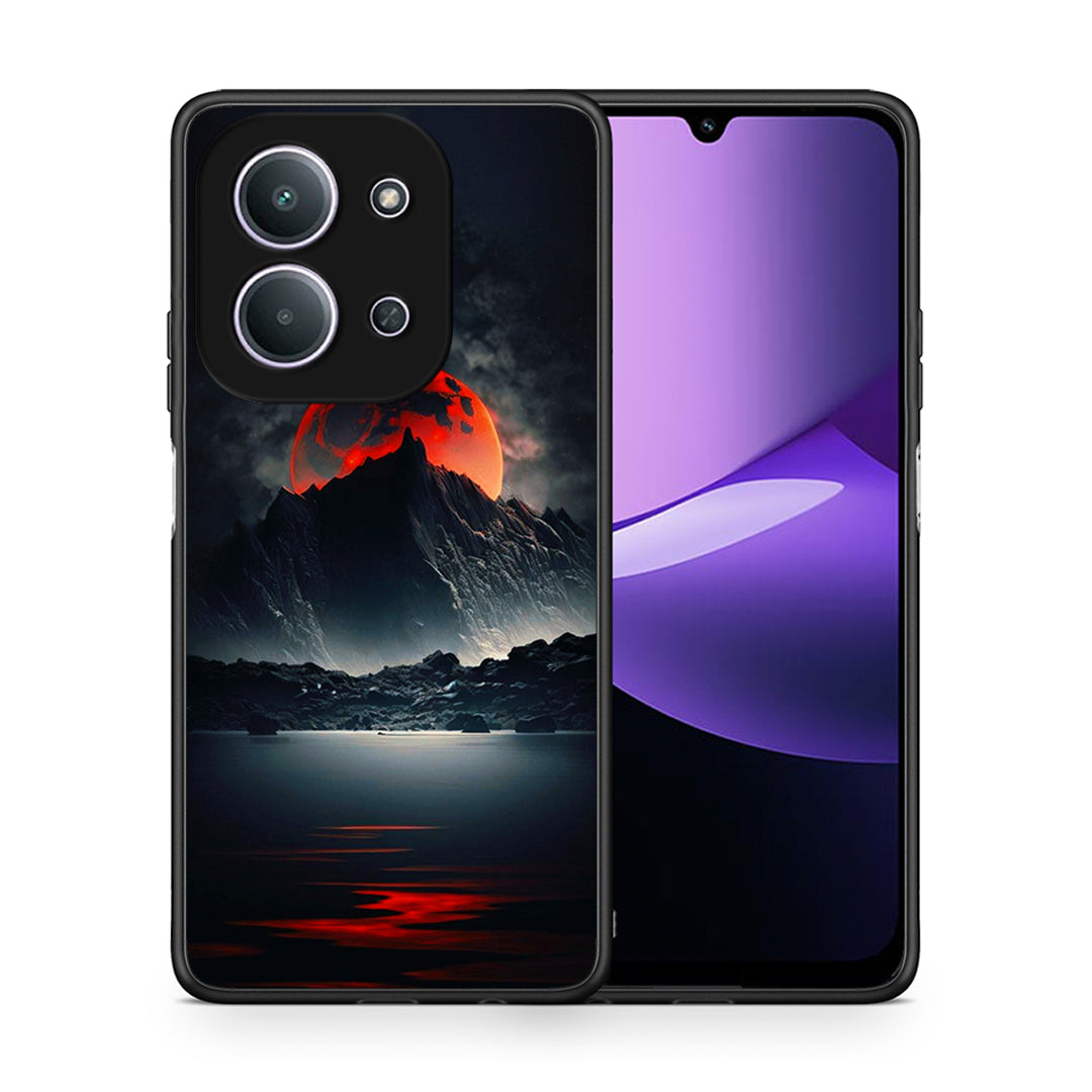 Θήκη Xiaomi Redmi 15C Red Full Moon από τη Smartfits με σχέδιο στο πίσω μέρος και μαύρο περίβλημα | Xiaomi Redmi 15C Red Full Moon case with colorful back and black bezels