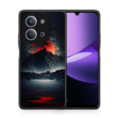 Θήκη Xiaomi Redmi 15C Red Full Moon από τη Smartfits με σχέδιο στο πίσω μέρος και μαύρο περίβλημα | Xiaomi Redmi 15C Red Full Moon case with colorful back and black bezels