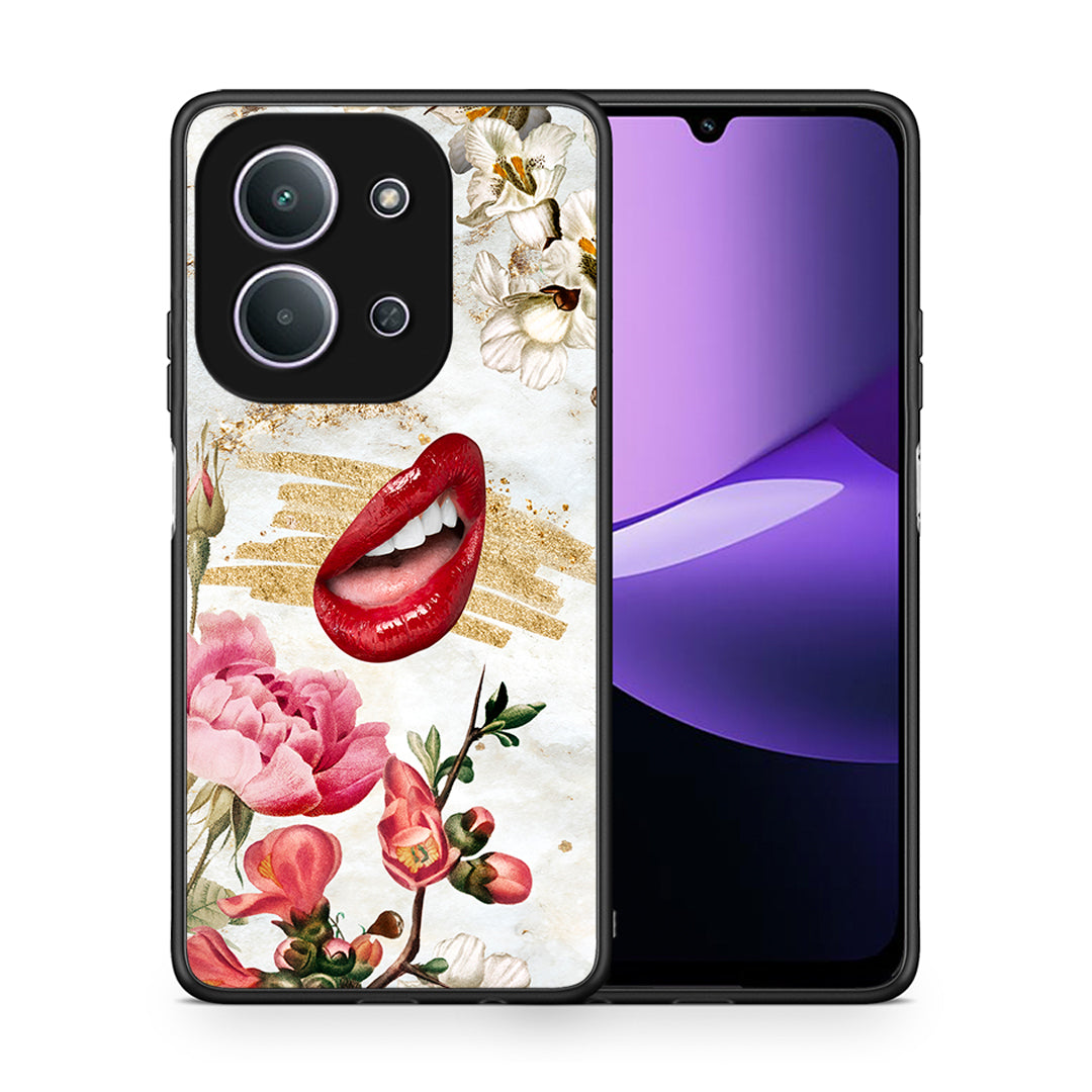 Θήκη Xiaomi Redmi 15C Red Lips από τη Smartfits με σχέδιο στο πίσω μέρος και μαύρο περίβλημα | Xiaomi Redmi 15C Red Lips case with colorful back and black bezels