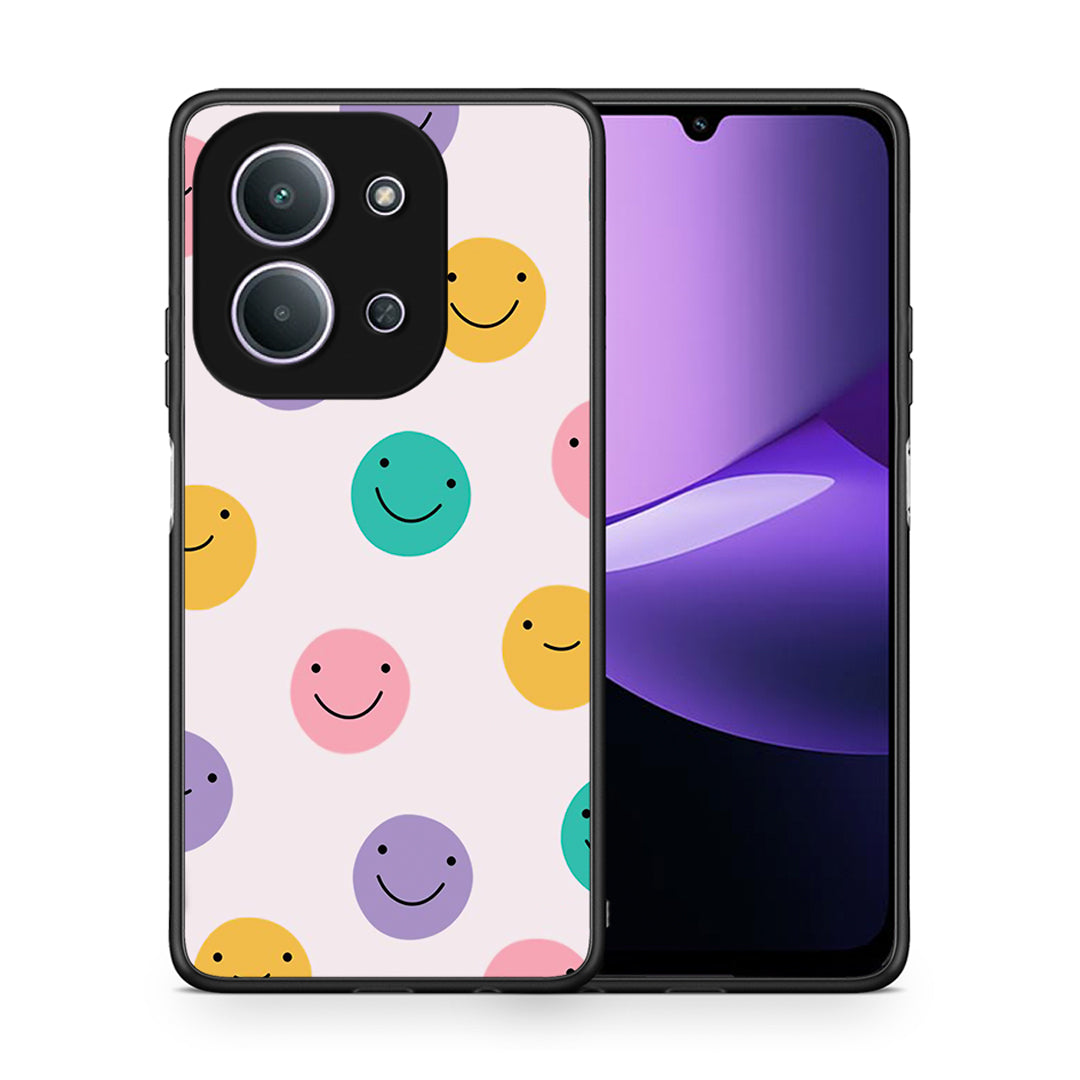 Θήκη Xiaomi Redmi 15C Smiley Faces από τη Smartfits με σχέδιο στο πίσω μέρος και μαύρο περίβλημα | Xiaomi Redmi 15C Smiley Faces case with colorful back and black bezels