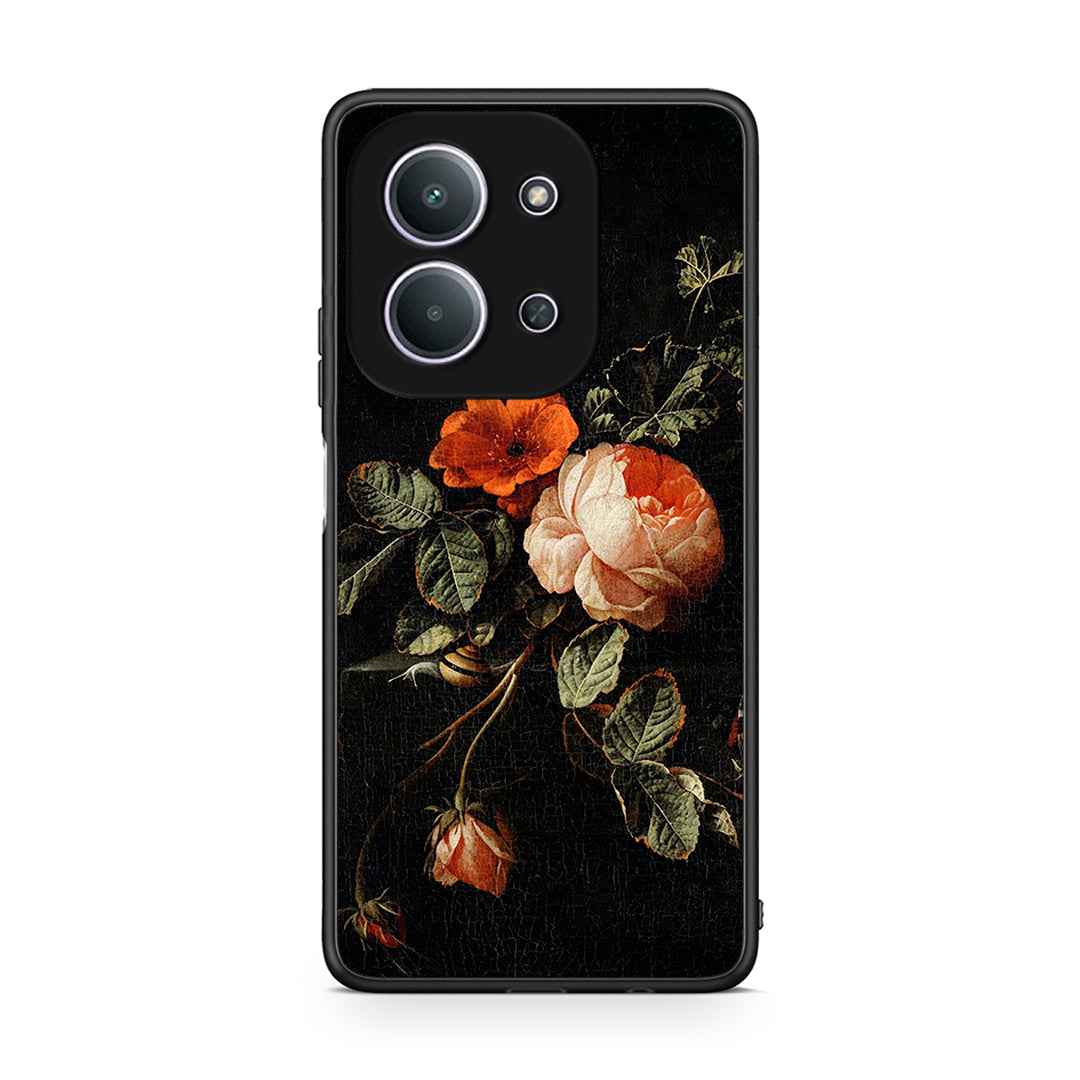 Xiaomi Redmi 15C Vintage Roses θήκη από τη Smartfits με σχέδιο στο πίσω μέρος και μαύρο περίβλημα | Smartphone case with colorful back and black bezels by Smartfits