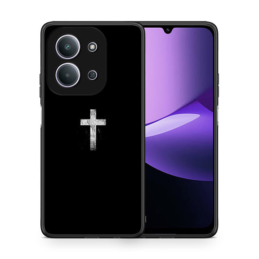 Θήκη Xiaomi Redmi 15C White Cross από τη Smartfits με σχέδιο στο πίσω μέρος και μαύρο περίβλημα | Xiaomi Redmi 15C White Cross case with colorful back and black bezels