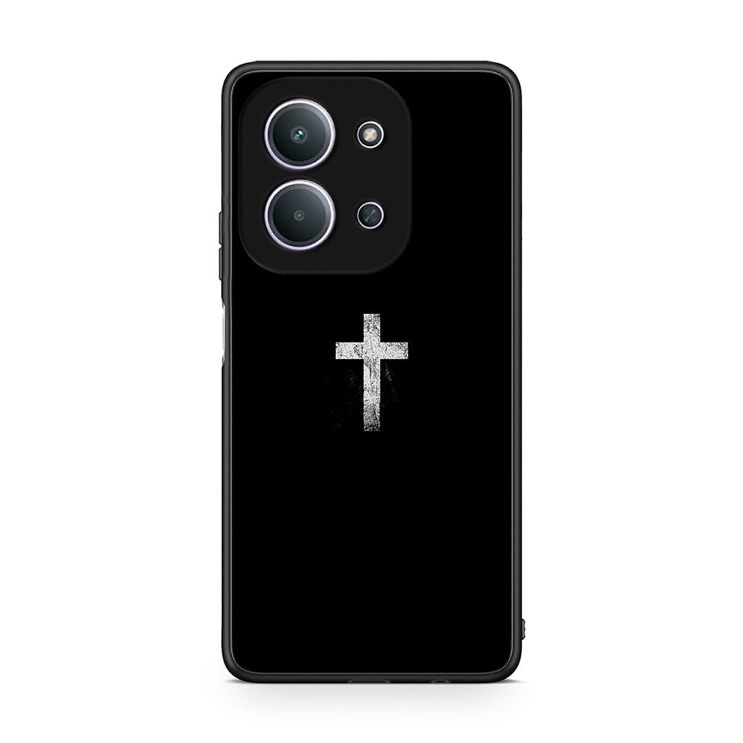 Xiaomi Redmi 15C White Cross θήκη από τη Smartfits με σχέδιο στο πίσω μέρος και μαύρο περίβλημα | Smartphone case with colorful back and black bezels by Smartfits