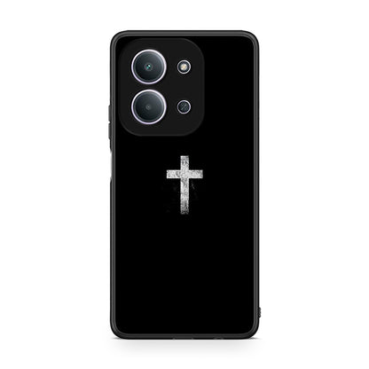 Xiaomi Redmi 15C White Cross θήκη από τη Smartfits με σχέδιο στο πίσω μέρος και μαύρο περίβλημα | Smartphone case with colorful back and black bezels by Smartfits