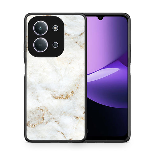 Θήκη Xiaomi Redmi 15C White Gold Marble από τη Smartfits με σχέδιο στο πίσω μέρος και μαύρο περίβλημα | Xiaomi Redmi 15C White Gold Marble case with colorful back and black bezels