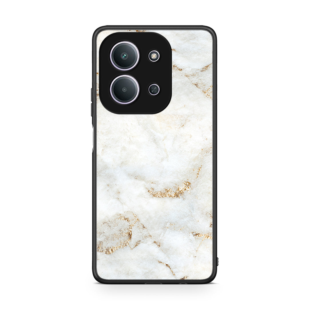 Xiaomi Redmi 15C White Gold Marble θήκη από τη Smartfits με σχέδιο στο πίσω μέρος και μαύρο περίβλημα | Smartphone case with colorful back and black bezels by Smartfits